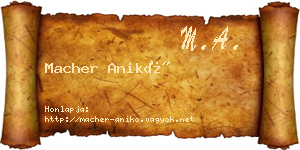 Macher Anikó névjegykártya