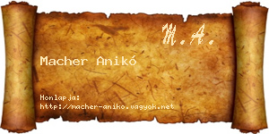 Macher Anikó névjegykártya